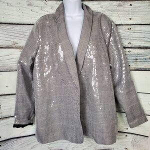 Maurices Women’s Plus 2X Sequin Plaid Open Front Blazer Jacket